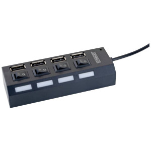 SCHWAIGER USB Hub 4-fach 2.0A Buchse Passiv schwarz 