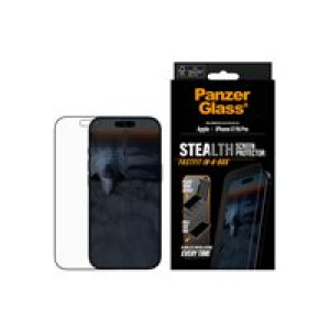 PANZERGLASS Stealth Screen Protector w. Black Frame iPhone 17 | iPhone 16 Pro | Ultra-Wide Fit w. Fa 
