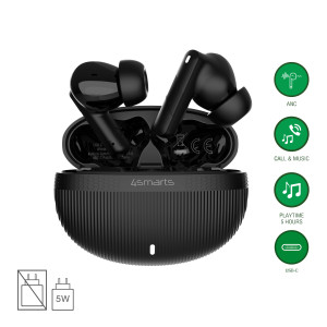 4SMARTS Wireless Headset SkyBuds Pro ANC, schwarz Ruhe überall mit ANC: Blendet störende Geräusche a 