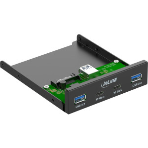 INLINE 3,5" Front Panel, 2x USB-A + 2x USB-C, 10 Gb/s, Metall, schwarz 