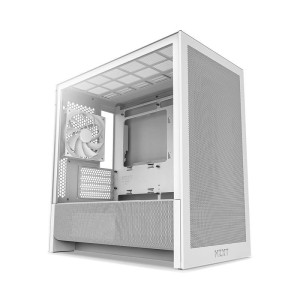 NZXT H3 Flow (2025) All White Midi Tower mATX Gaming Gehäuse weiß mit Glasfenster 