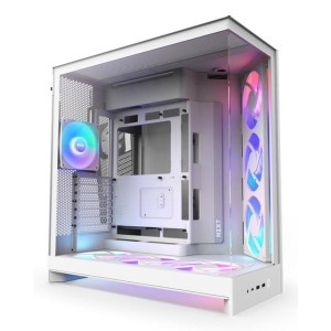 NZXT H9 Flow RGB+ (2025) All White Midi Tower ATX Gaming Gehäuse weiß mit Glasfenster 