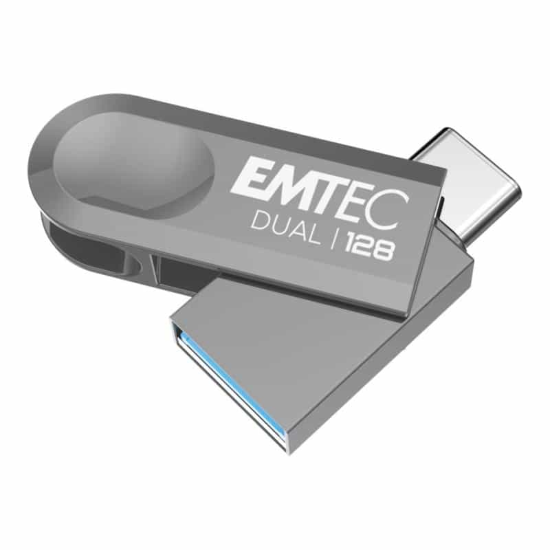 EMTEC D280 Dual USB-Stick 128 GB USB Type-A / USB Type-C 3.2 Gen 1 (3.1 Gen 1) Silber