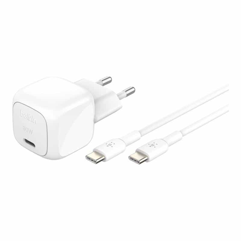 BELKIN BoostCharge kompaktes USB-C-Ladegerät (30 W) mit USB-C-Kabel