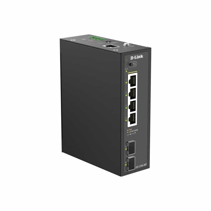 D-LINK DIS-210G-06P Smart L2 Industrial Switch 4x Gigabit PoE+ 2x SFP Gigabit Budget PoE 120W