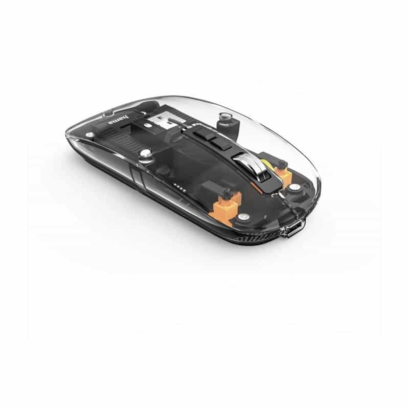 HAMA Multi-Device-Maus WM-600, kabellos, Funk/BT, flach, 6 Tasten, transparent (00173094)