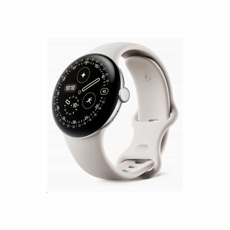 GOOGLE Pixel Watch 4 41 mm Silber Aluminium Smartwatch Wear OS GPS Herzfrequenz