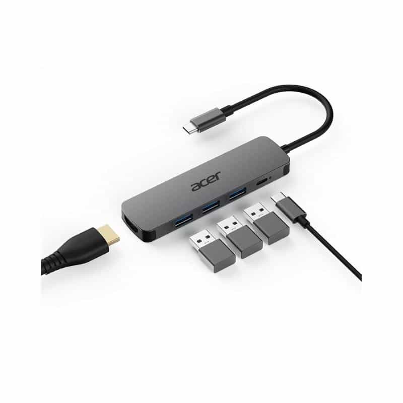 Acer 5-in-1 Type-C Dongle USB-C Dockingstation HDMI 100W PD 4K@60Hz Silber