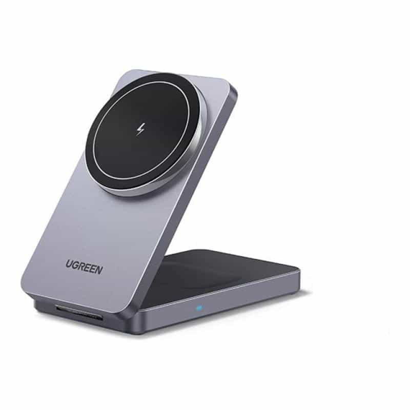 UGREEN W528 Magnetic Charger 2-in-1 Wireless Charger 7.5 W Induktionslade-Standard Grau Wireles