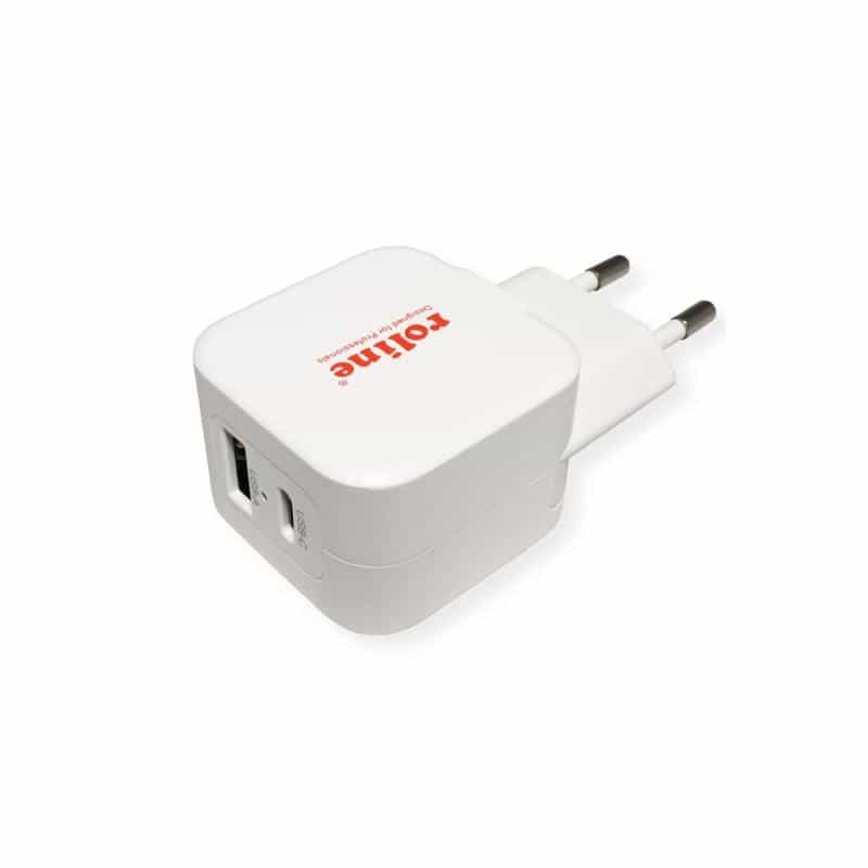 ROLINE 19.11.1052 USB Ladegerät 20 W 1x USB-A, 1x USB-C® USB PD Weiß Innenbereich