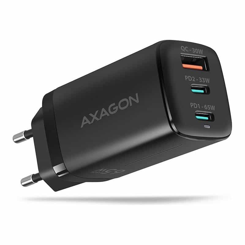 AXAGON USB Ladegerät 65 W USB-C®, USB-A USB PD 3.0, QC 4+, QC 2.0, QC 3.0 Schwarz USB Power Del