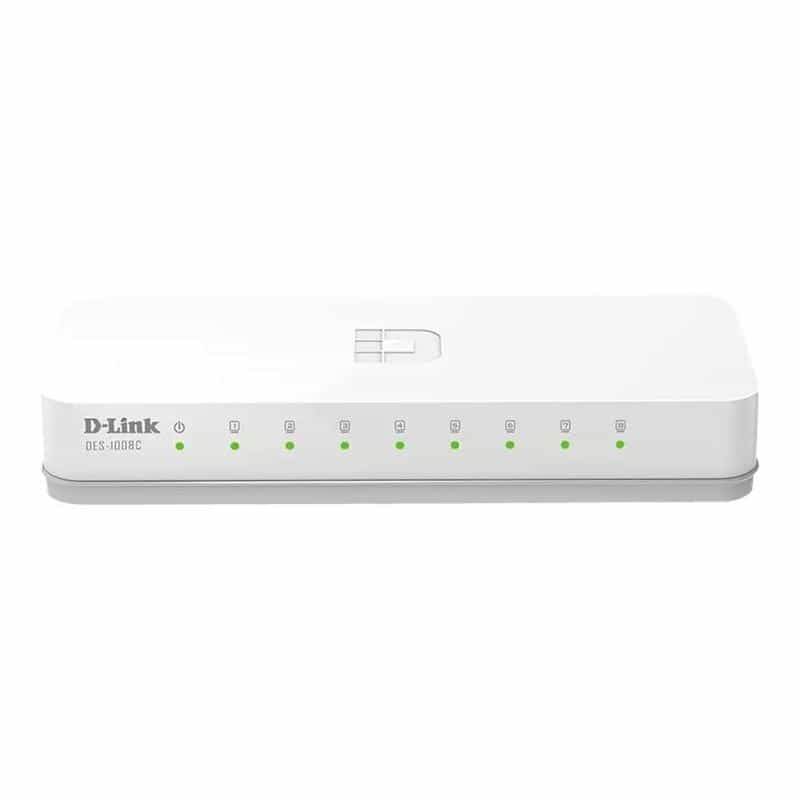 D-LINK DES-1008C 8-Port Fast Ethernet unmanaged Switch 8x 100Base-TX lüfterlos weiss