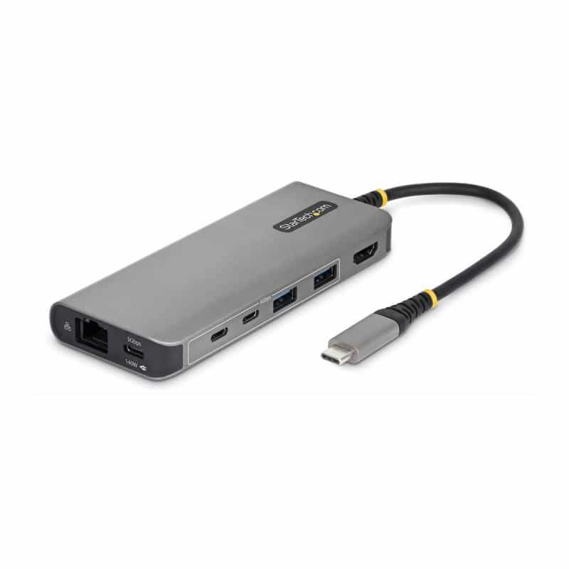STARTECH.COM USB-C auf HDMI Multiport Adapter mit 140W PD Laden 4K 60Hz 5-Port USB 5Gbps Hub GbE Min