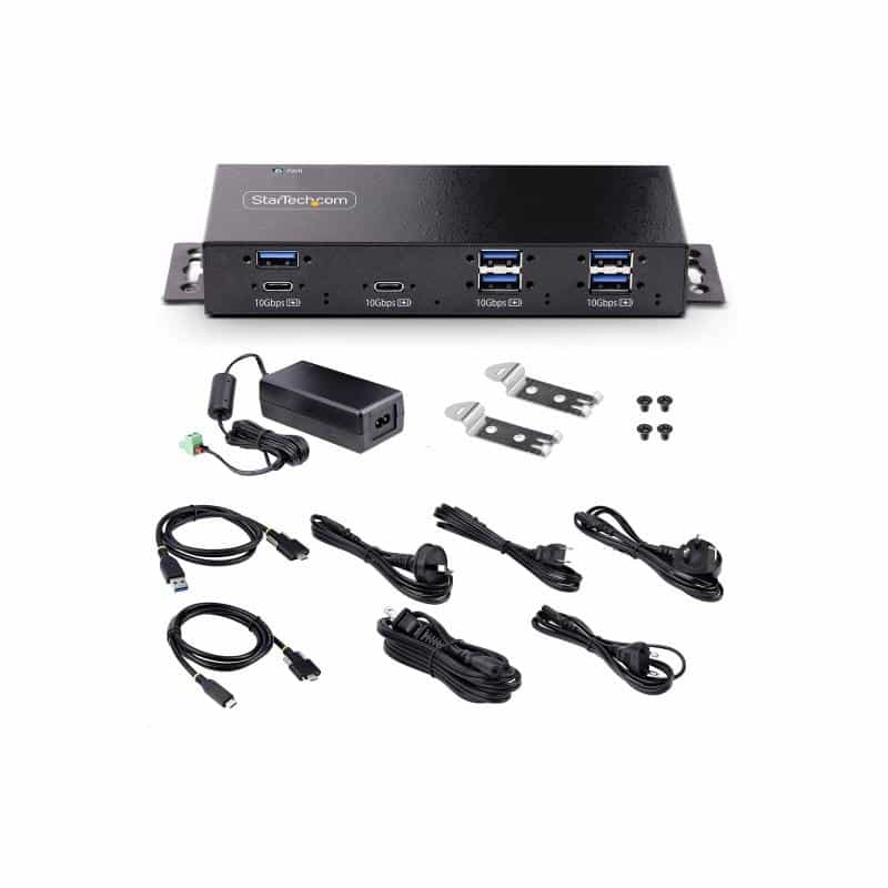 STARTECH.COM 7-Port USB-C Hub Industrieller USB-Hub mit 10Gbps und Netzteil 5x USB-A/2x USB-C Ports