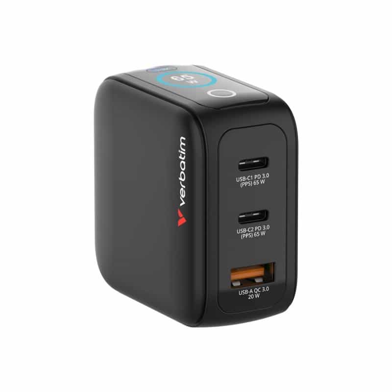 VERBATIM Mini GaN Charger 65W with Display