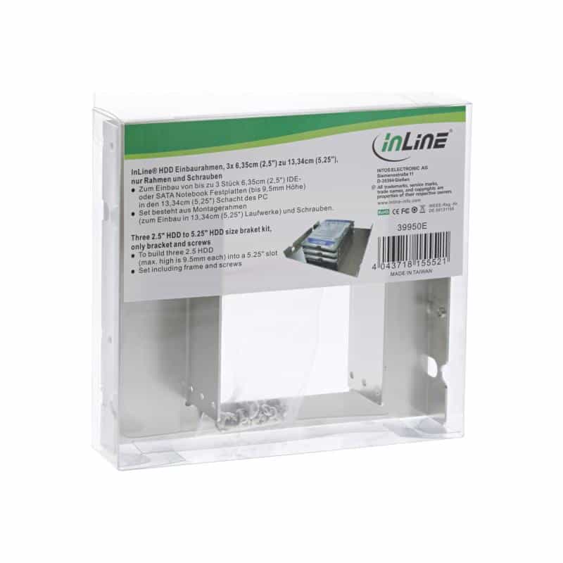 INLINE HDD Einbaurahmen, InLine®, 3x 6,35cm (2,5") -> 13,34cm (5,25"), nur Rahmen und Schrauben