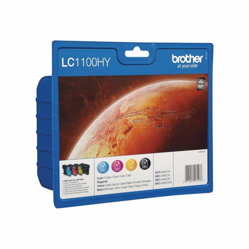 BROTHER LC1100HY Value Pack 4er Pack Schwarz, Gelb, Cyan, Magenta Tintenpatrone