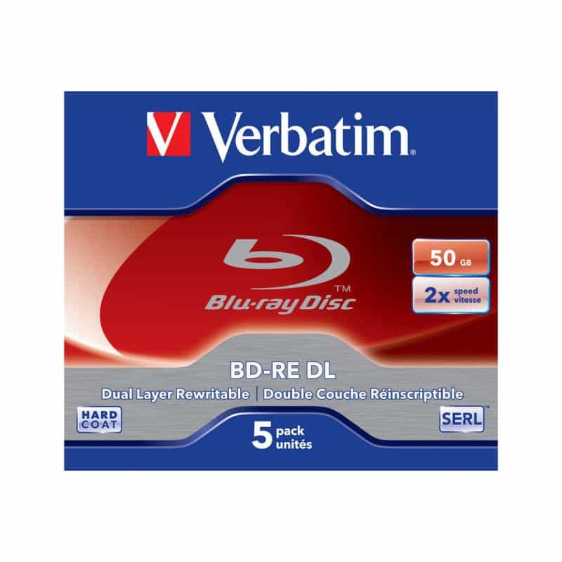 Verbatim BD-RE Blu-Ray 50GB 2x Speed White Blue Surface JC 5er Pack
