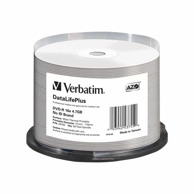 VERBATIM MED DVD+R Verbatim 4.7 GB 16x 050er CakeBox Thermo