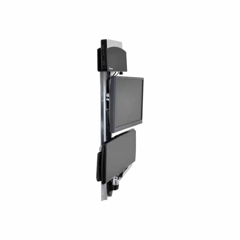 ERGOTRON LX Arm II Wandmontage LCD und KB mit CPU Halter aus poliertem Aluminium