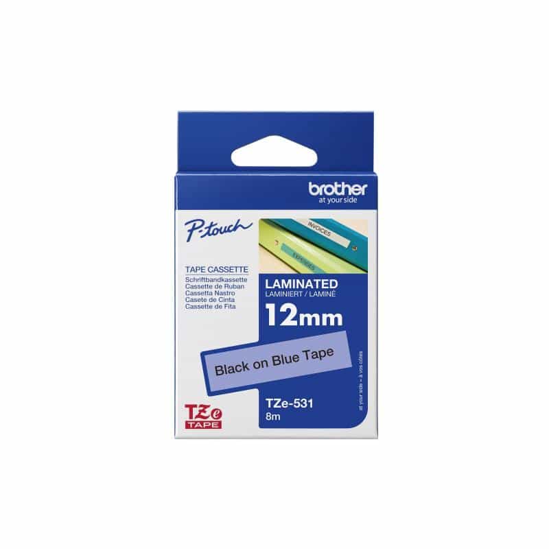 Brother TZE 531 Ruban noir sur Bleu 12mm Brother TZE 531 Ruban noir sur Bleu 12mm