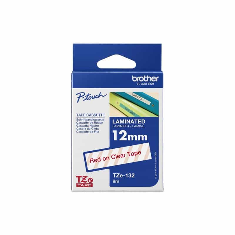 BROTHER Schriftbandkassette 12mm farblos/rot