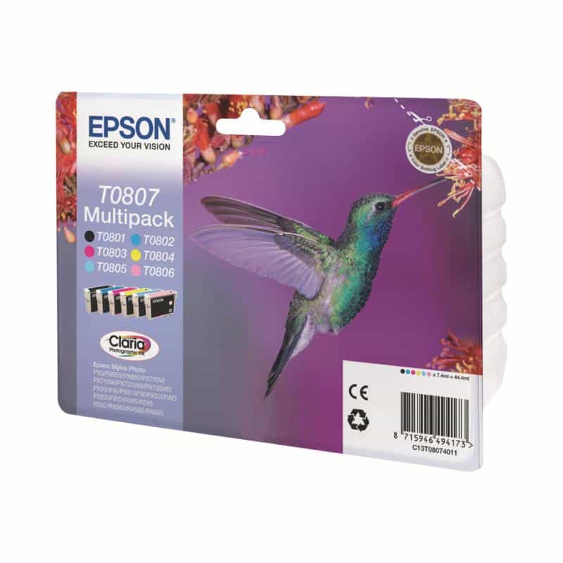 EPSON T0807 Multipack Schwarz, Gelb, Cyan, Magenta, hell Magenta, hell Cyan Tintenpatrone