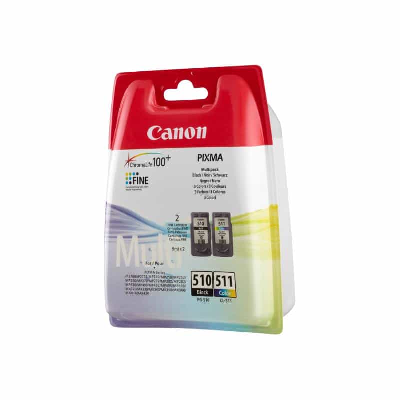 CANON PG 510 / CL 511 Multi pack 2er Pack Schwarz, Farbe (Cyan, Magenta, Gelb) Tintenpatrone