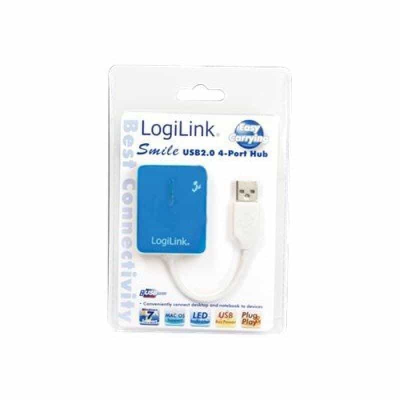 Logilink USB-Hub "Smile" 4-Port ohne Netzteil blau