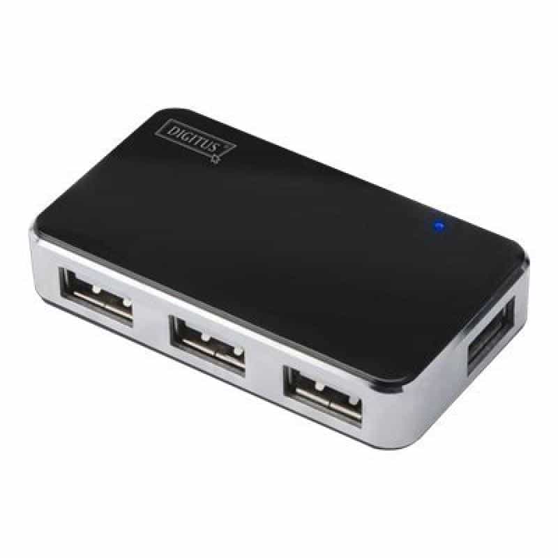 DIGITUS USB-HUB 4-Port, schwarz Klavierlack