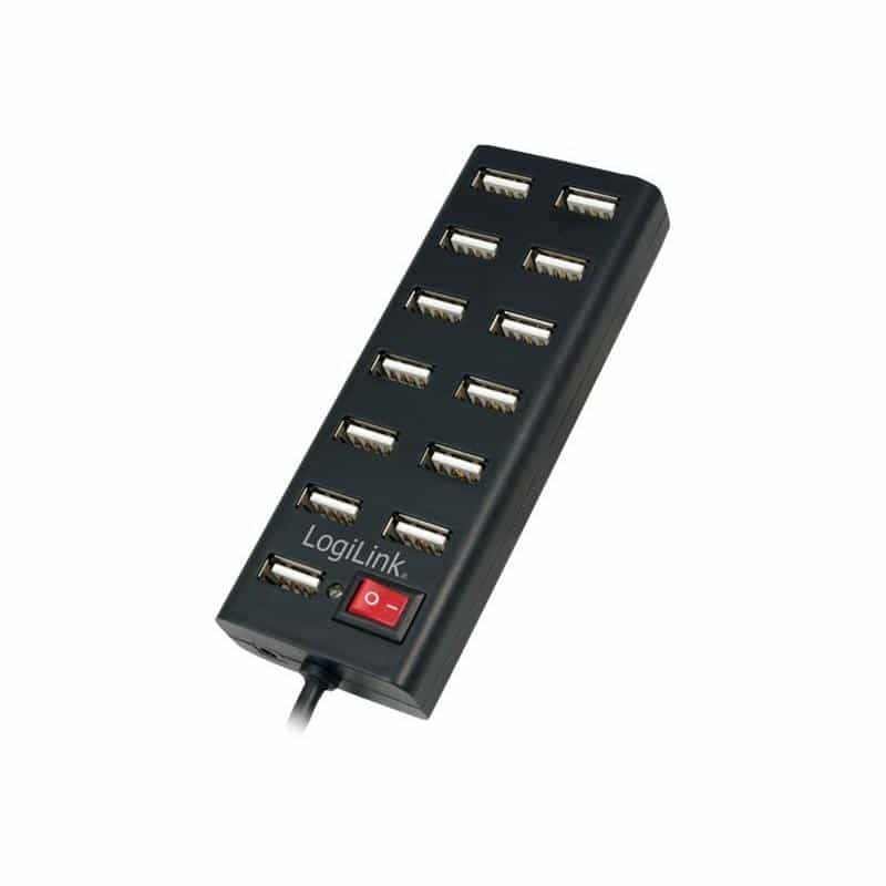 USB-HUB 13-Port LogiLink  m. Netzteil schwarz Kunststoff