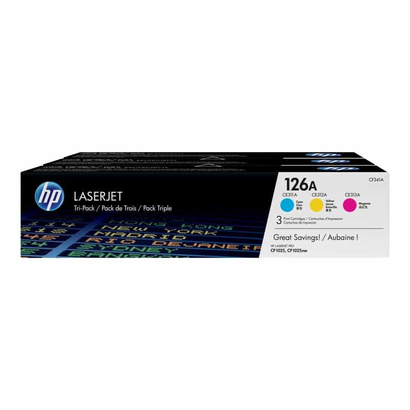 HP 126A Tri pack 3er Pack Gelb, Cyan, Magenta LaserJet Tonerpatrone (CF341A)
