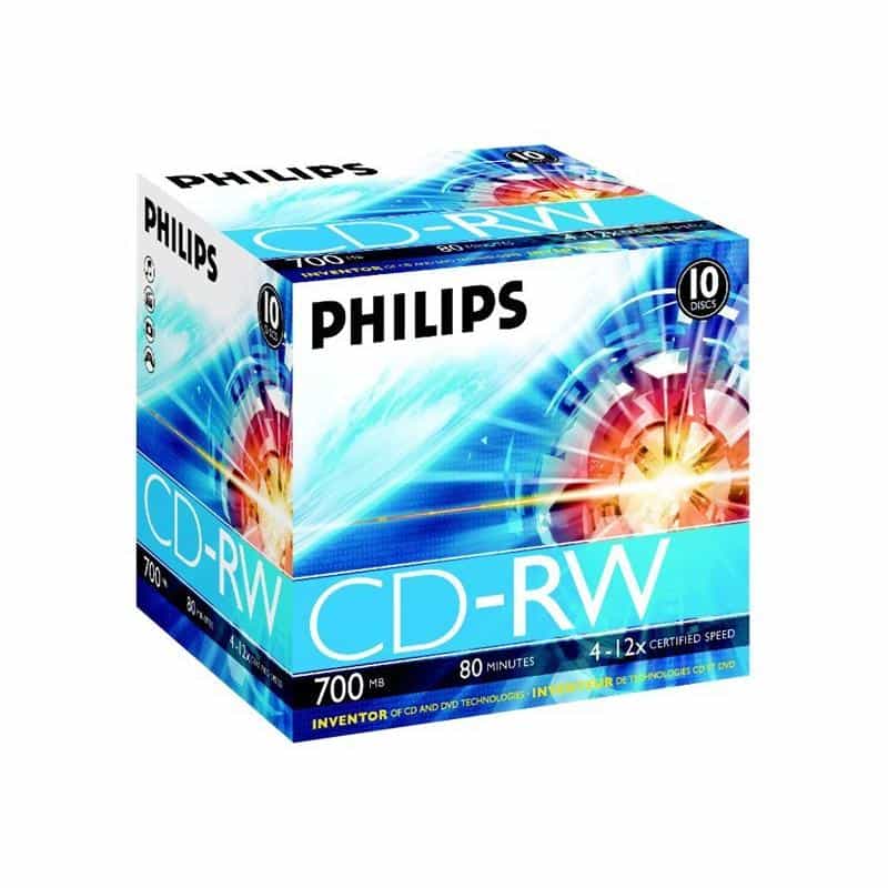 PHILIPS CD-RW 700MB 10pcs jewel case carton box 4-12x