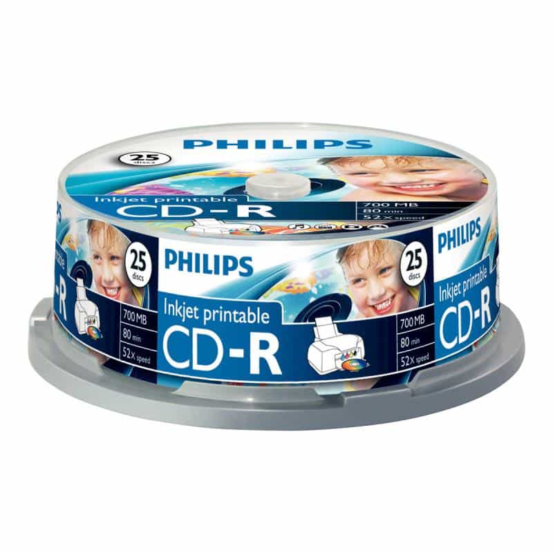 CD-R Philips 700MB  25pcs spindel inkjet printable