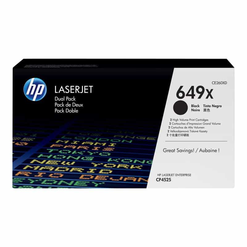 HP 649X 2er Pack Schwarz LaserJet Tonerpatrone (CE260XD)