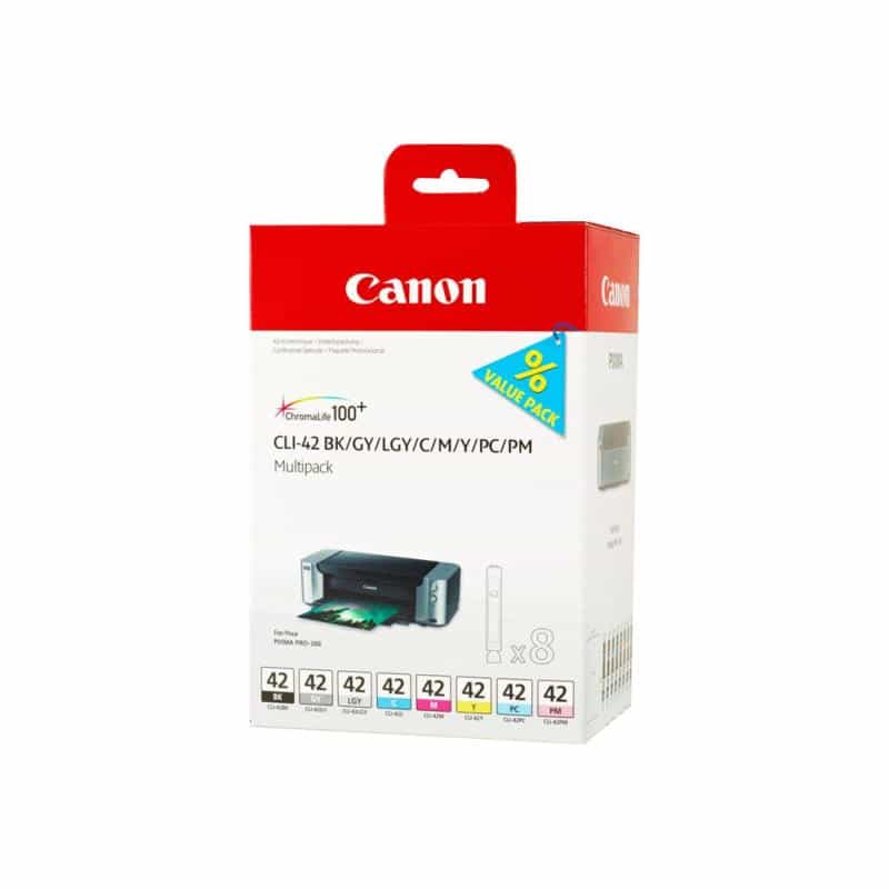CANON CLI 42 BK/GY/LG/C/M/Y/PC/PM Multipack 8er Pack Dye Based Black, Dye Based Cyan, Dye Based