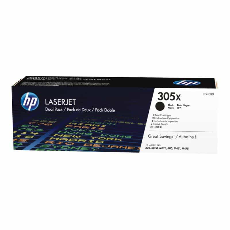 HP 305X 2er Pack Schwarz LaserJet Tonerpatrone (CE410XD)