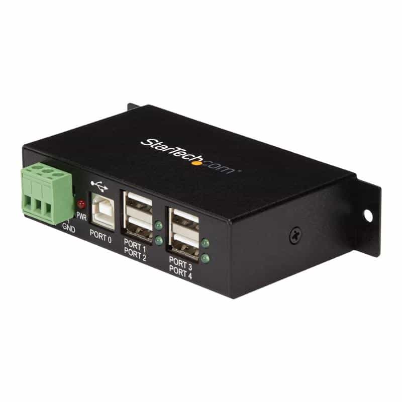 STARTECH.COM Industrieller 4 Port USB 2.0 Hub - Montierbarer USB Metall Hub in Schwarz - 4x USB-A (B