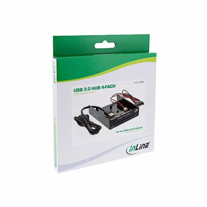 INLINE USB 3.0 Hub, 4-fach für den 8,89cm (3,5") Schacht, schwarz