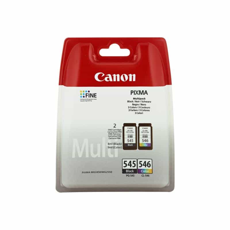 CANON PG 545 / CL 546 Multipack 2er Pack Schwarz, Farbe (Cyan, Magenta, Gelb) Tintenpatrone