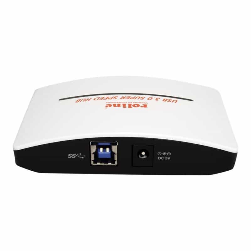 ROLINE "ROLINE USB 3.0 Hub ""Black and White"", 4 Ports, mit Netzteil"