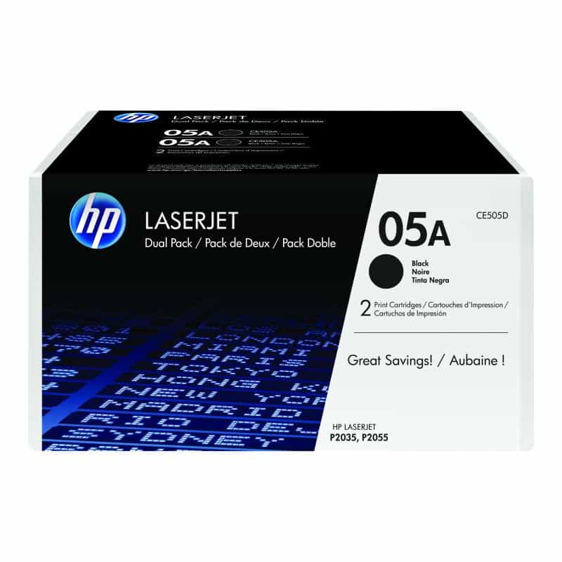 HP 05A 2er Pack Schwarz LaserJet Tonerpatrone (CE505D)