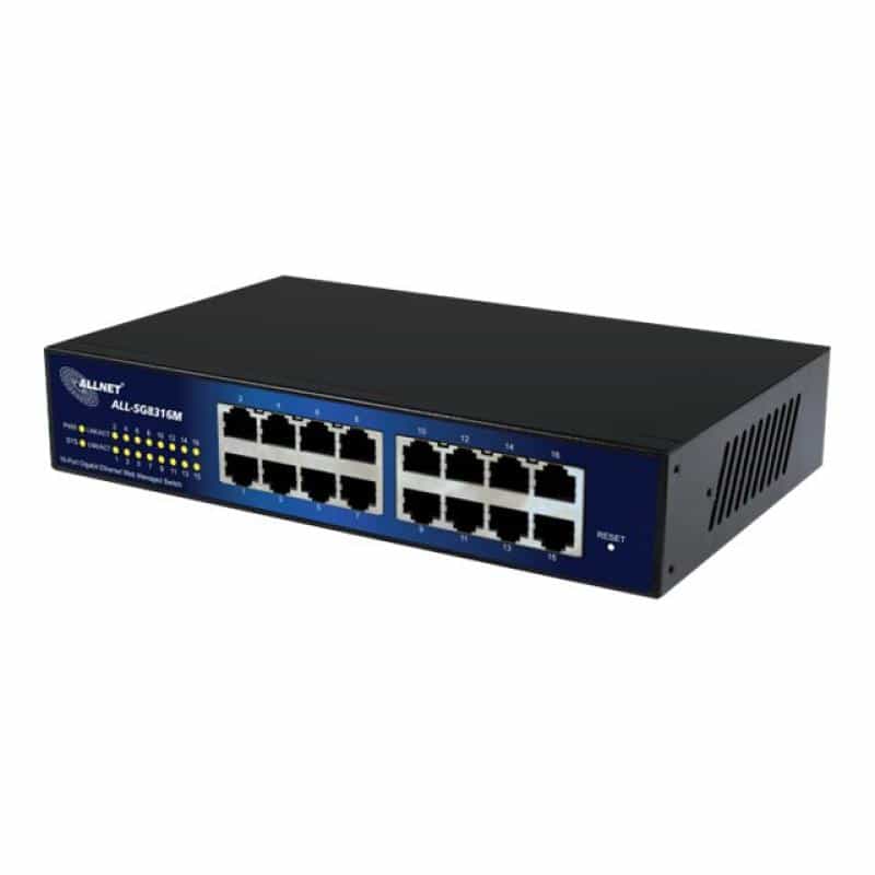 ALLNET Switch smart managed 16 Port Gigabit, lüfterlos, SNMP, ALL-SG8316M