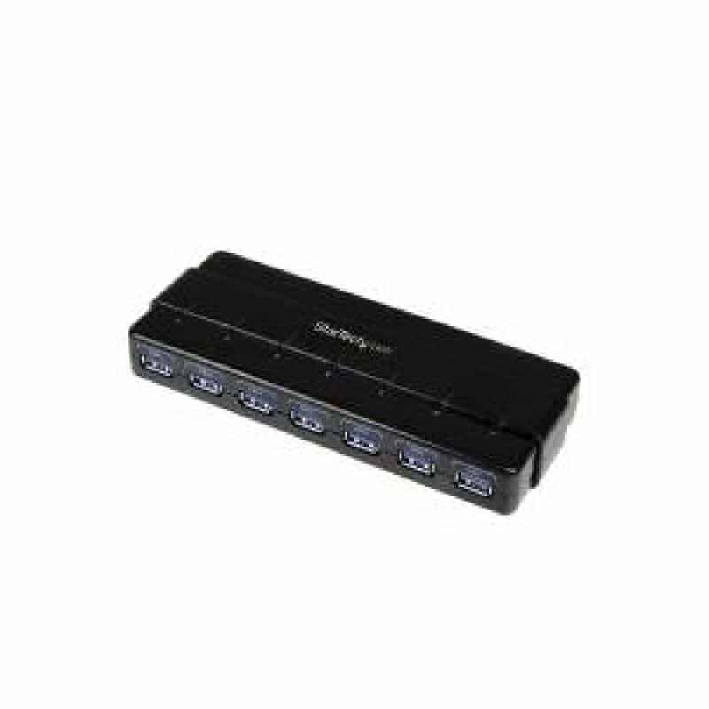 STARTECH.COM 7 Port USB 3.0 SuperSpeed Hub - USB 3 Hub Netzteil / Stromanschluss und Kabel - Schwarz