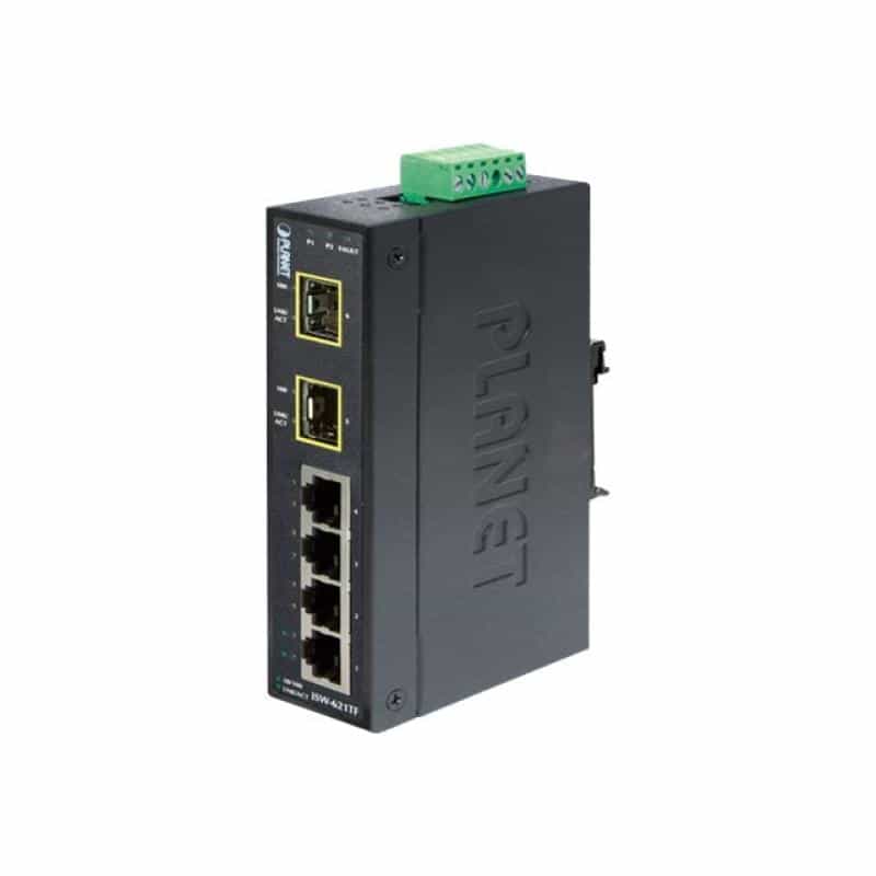 PLANET TECHNOLOGY Planet Industrial Fast Ethernet LWL Switch ISW-621TF, 4x 100/10 Mbit/s (RJ45), 2x