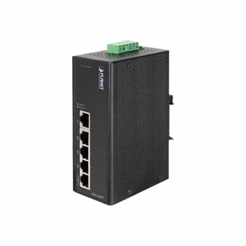 PLANET TECHNOLOGY Planet Industrial Fast Ethernet Switch ISW-504PT, 5 Port, PoE,  für Hutschienenmon
