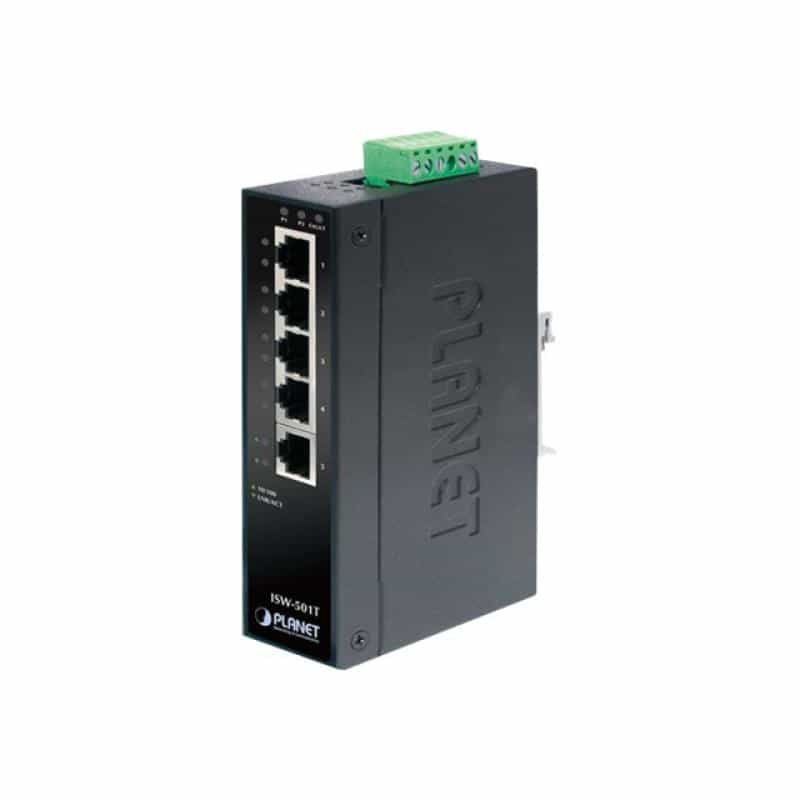 PLANET TECHNOLOGY Planet Industrial Fast Ethernet Switch ISW-501T, 5 Port, für Hutschienenmontage