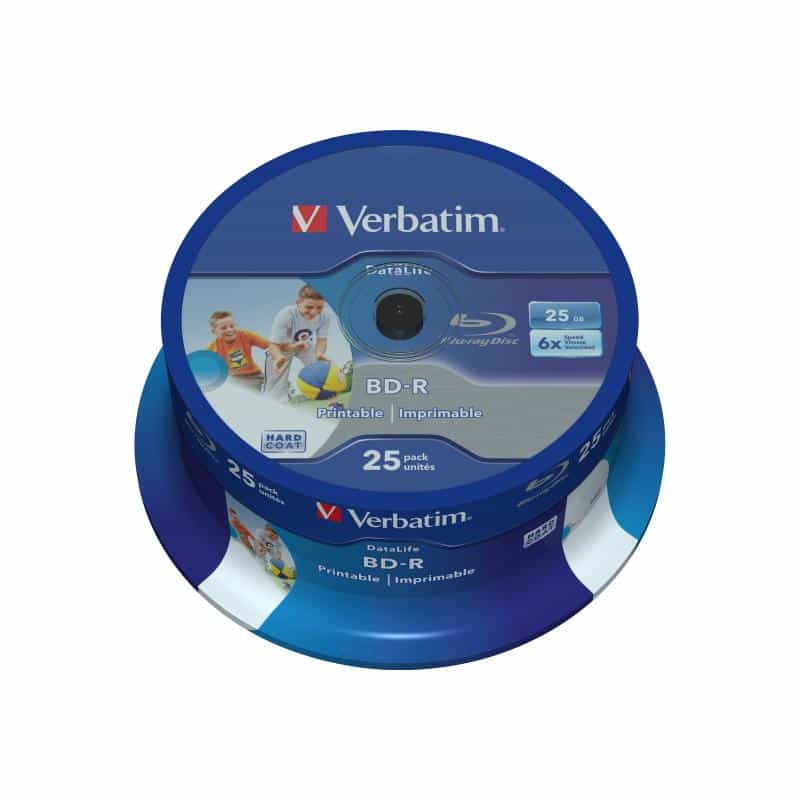 VERBATIM 25x Verbatim Blu-ray BD-R 25GB (6x) wide printable