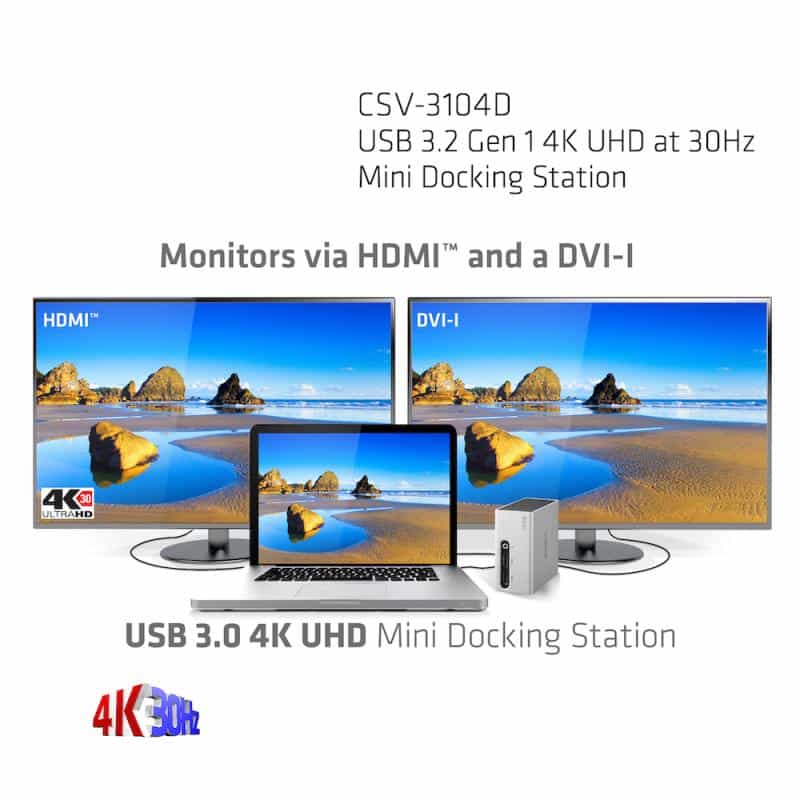 CLUB3D 4K Mini-Dockingst USB3 ->4xUSB3/HDMI/DVI/LAN/Audio retail
