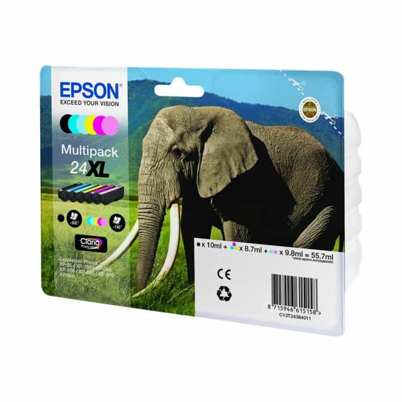 EPSON 24XL Multipack 6er Pack XL Schwarz, Gelb, Cyan, Magenta, hell Magenta, hell Cyan Tintenpatrone